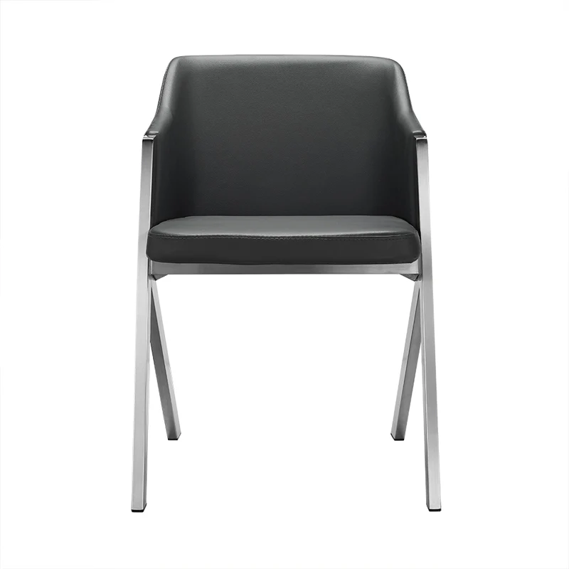 Two 29' Grey Leatherette And Steel Dining Chairs By Homeroots - Image 2