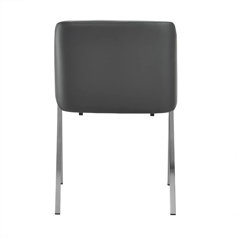 Two 29' Grey Leatherette And Steel Dining Chairs By Homeroots - Image 4