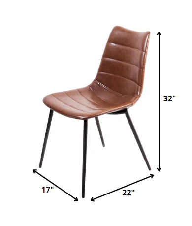 Two 32' Brown Leatherette And Iron Dining Chairs By Homeroots - Image 2