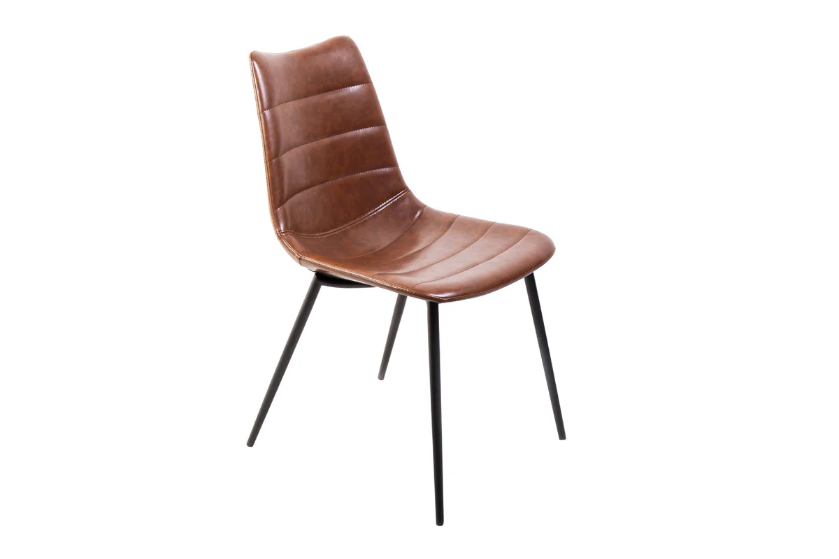 Two 32' Brown Leatherette And Iron Dining Chairs By Homeroots - Image 3