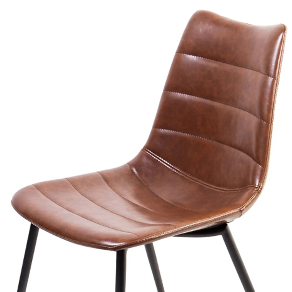 Two 32' Brown Leatherette And Iron Dining Chairs By Homeroots - Image 4