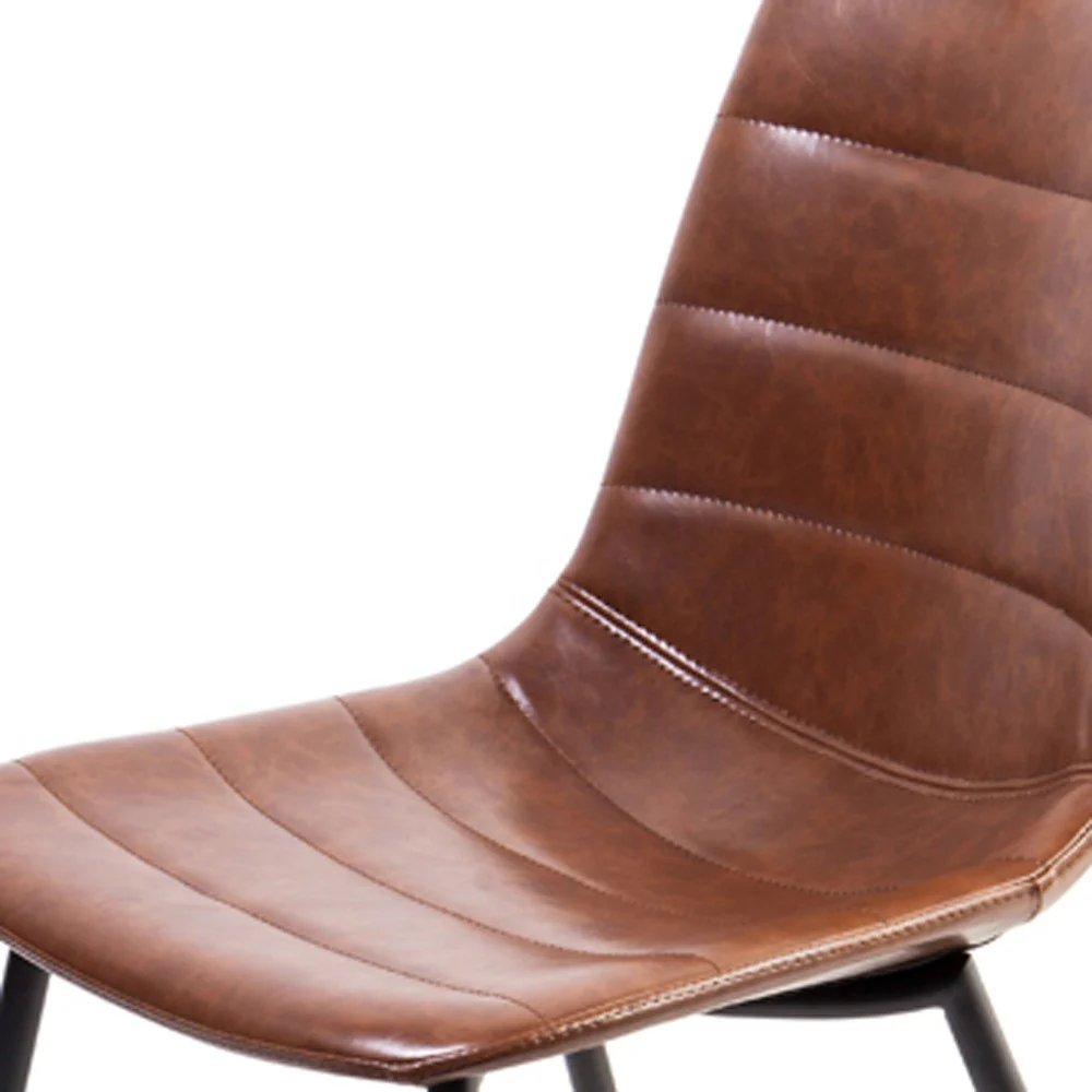 Two 32' Brown Leatherette And Iron Dining Chairs By Homeroots - Image 5