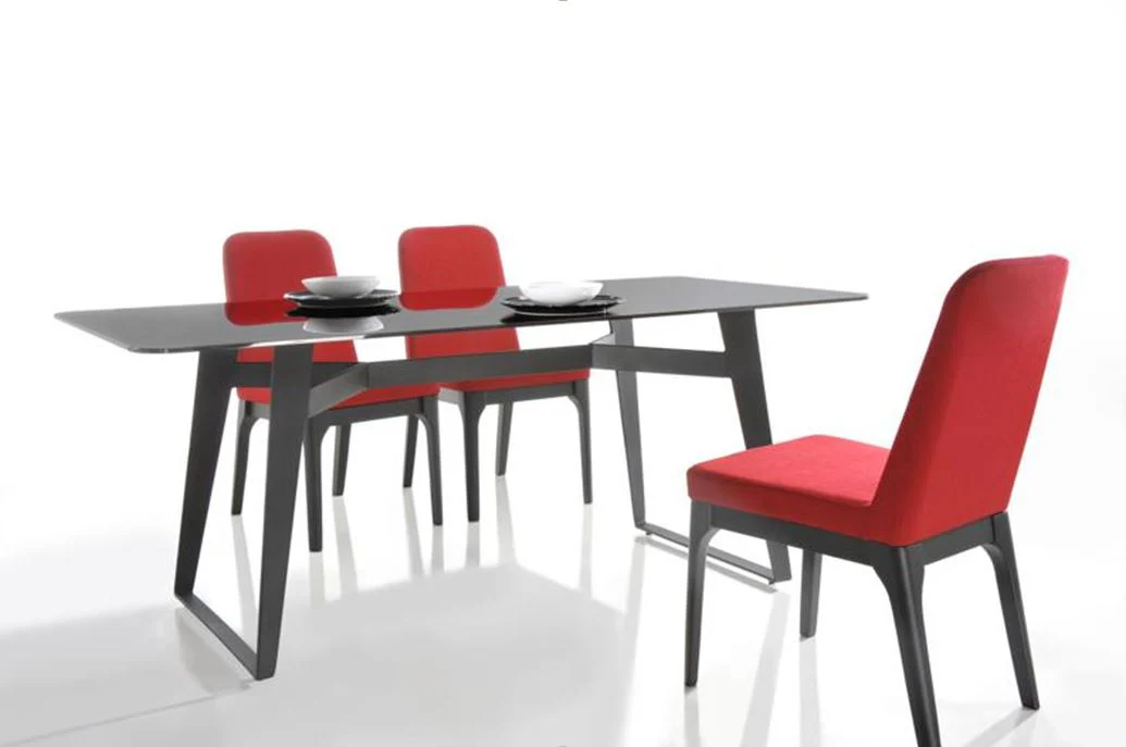 Two 35' Red Linen Fabric And Metal Dining Chairs By Homeroots - Image 2