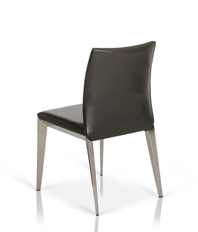 Two 36' Dark Grey Leatherette And Metal Dining Chair By Homeroots - Image 2
