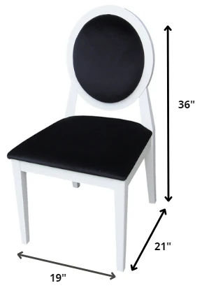 Two 36' White Lacquer Black Fabric Side Chairs By Homeroots - Image 2