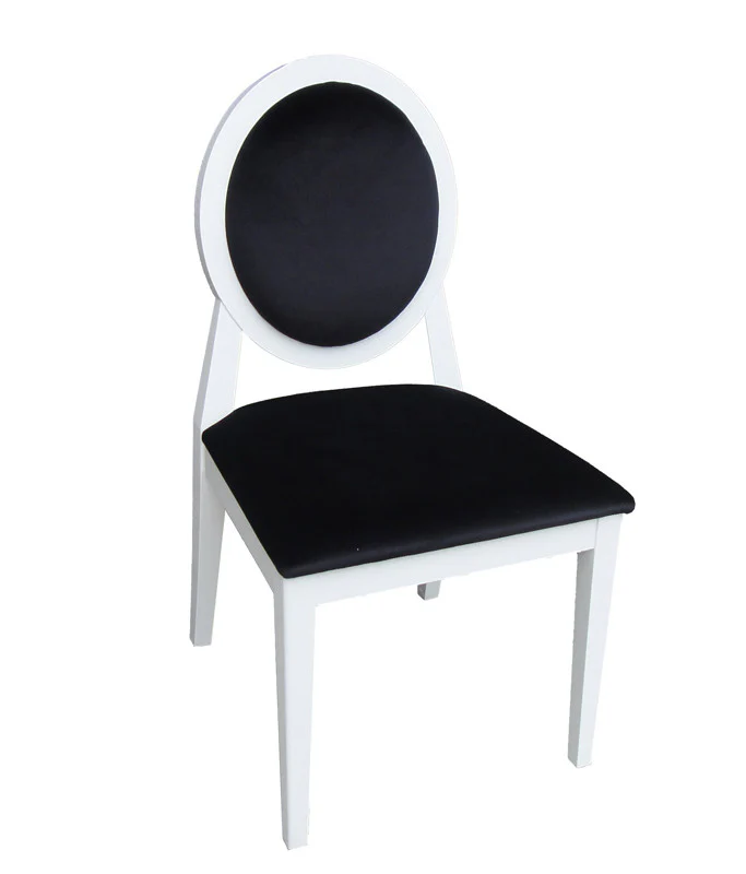 Two 36' White Lacquer Black Fabric Side Chairs By Homeroots - Image 3