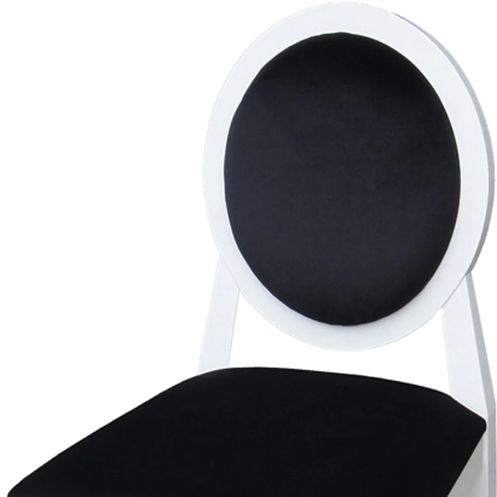 Two 36' White Lacquer Black Fabric Side Chairs By Homeroots - Image 4