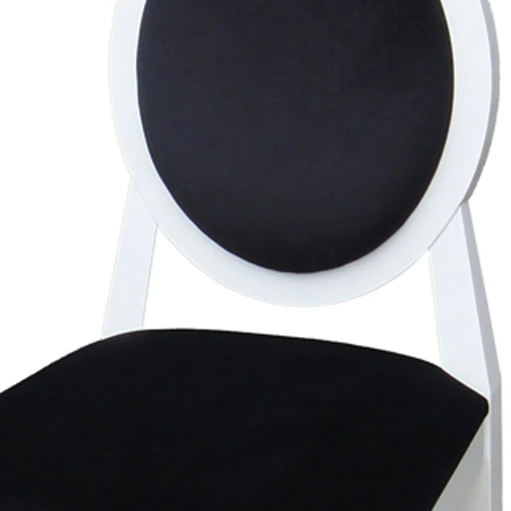 Two 36' White Lacquer Black Fabric Side Chairs By Homeroots - Image 5
