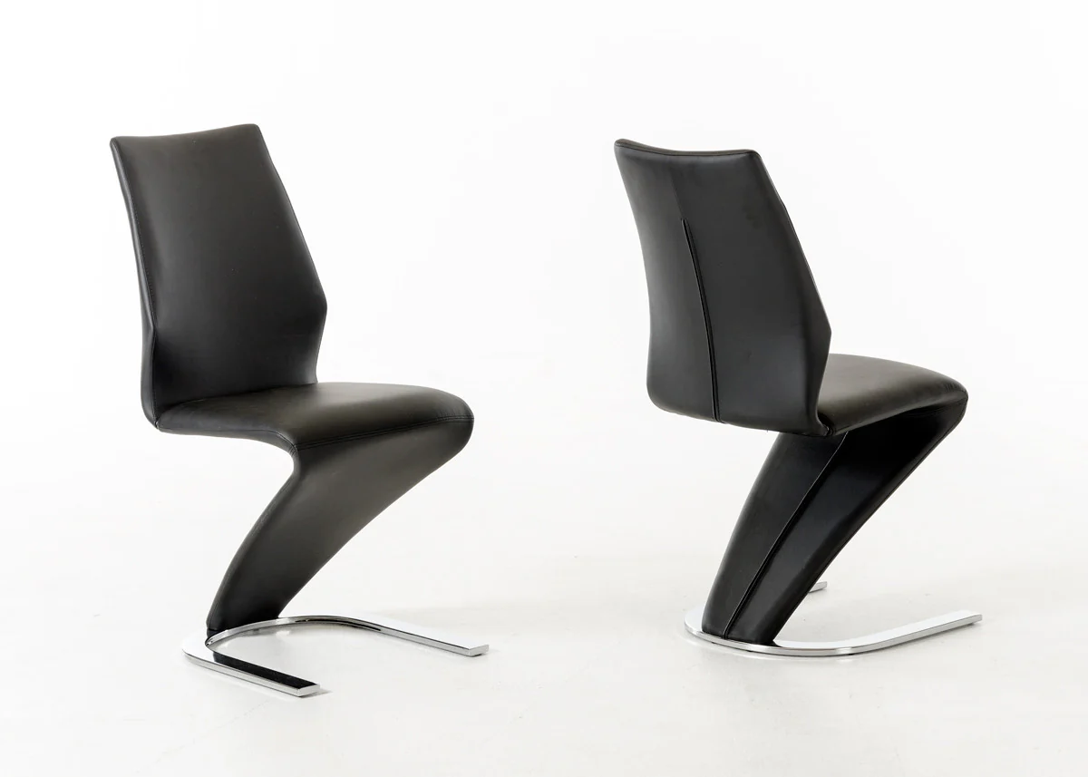 Two 37' Black Leatherette And Steel Dining Chairs By Homeroots - Image 3