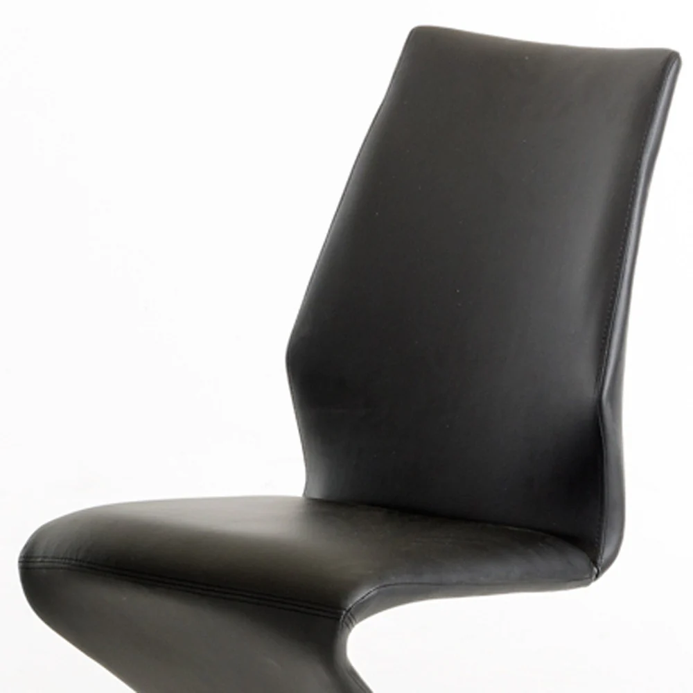 Two 37' Black Leatherette And Steel Dining Chairs By Homeroots - Image 4