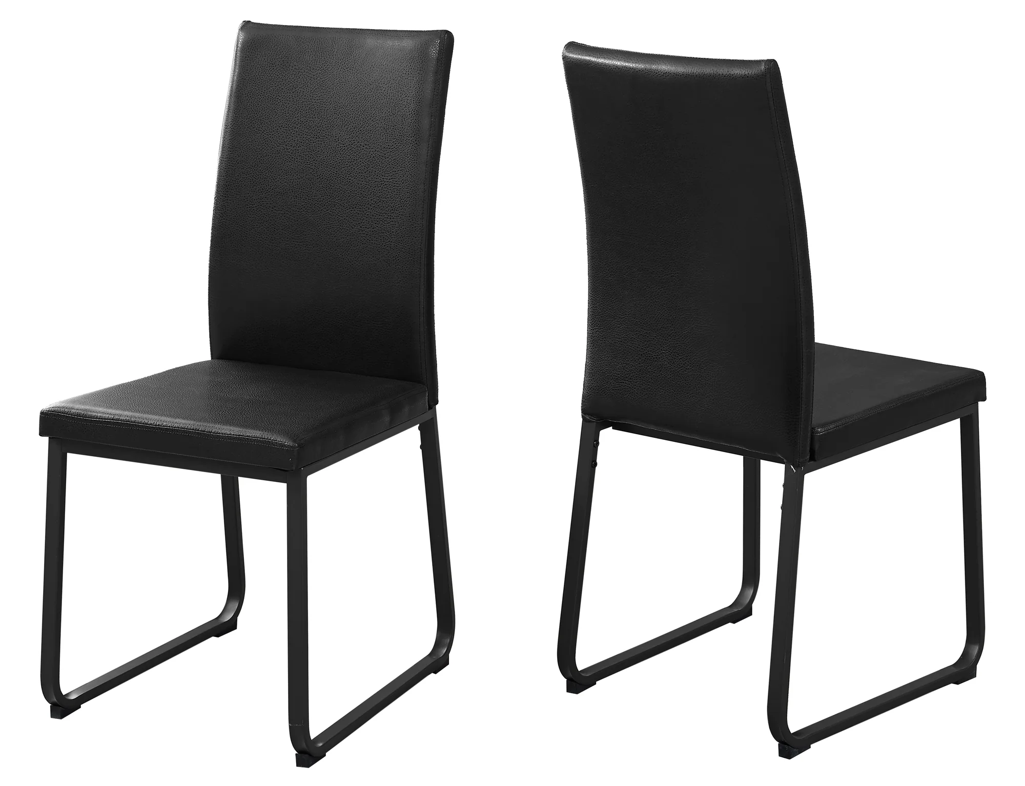Two 38" Black Faux Leather And Metal Dining Chairs By Homeroots - Image 2