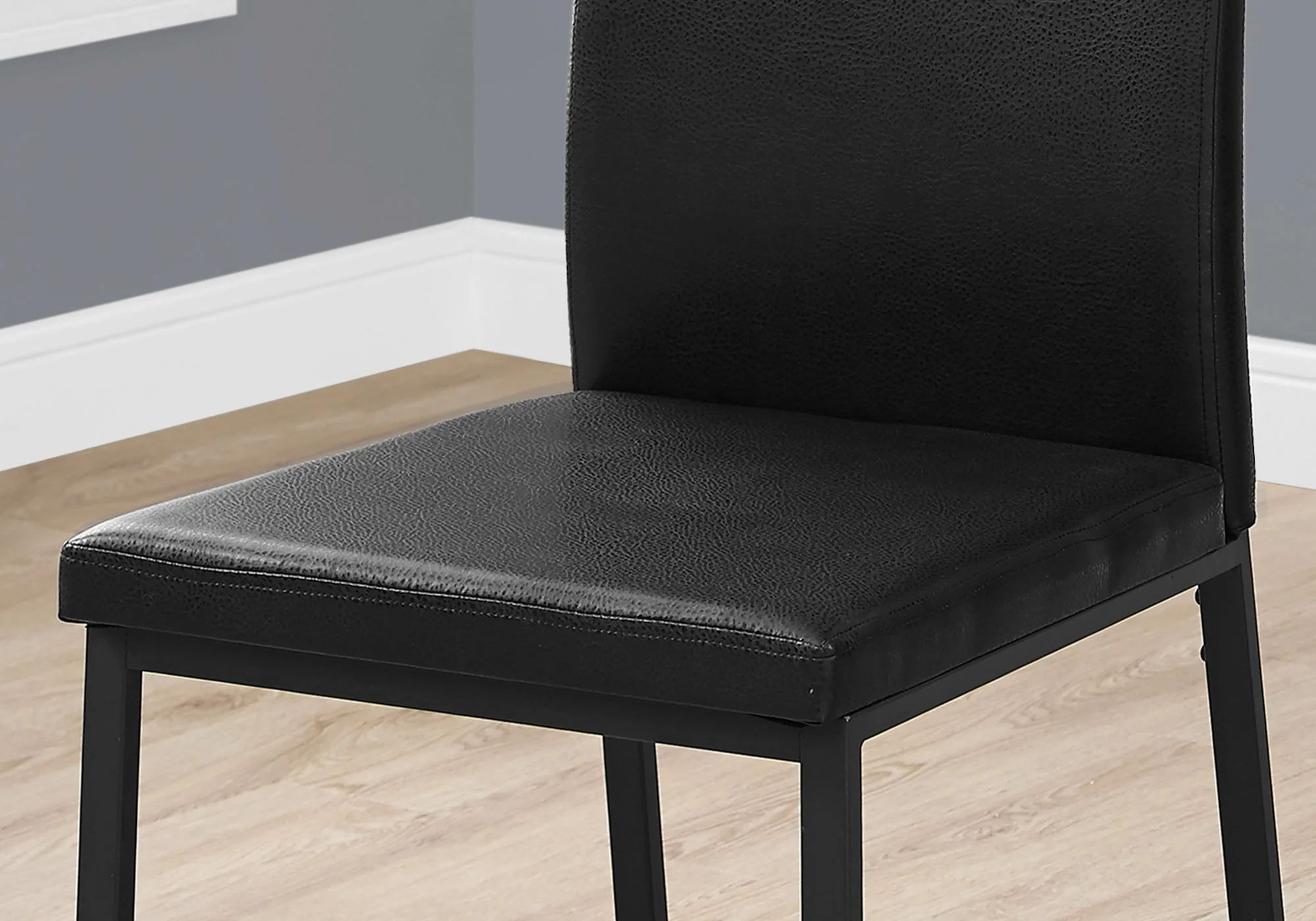 Two 38" Black Faux Leather And Metal Dining Chairs By Homeroots - Image 3