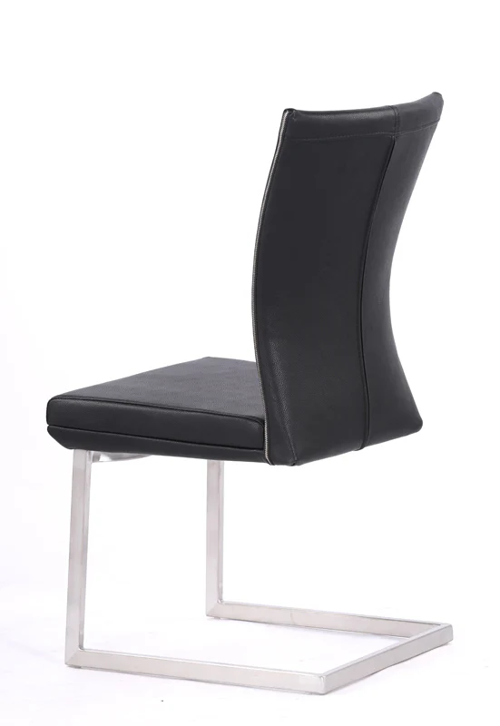 Two 38' Black Leatherette And Steel Dining Chairs By Homeroots - Image 2