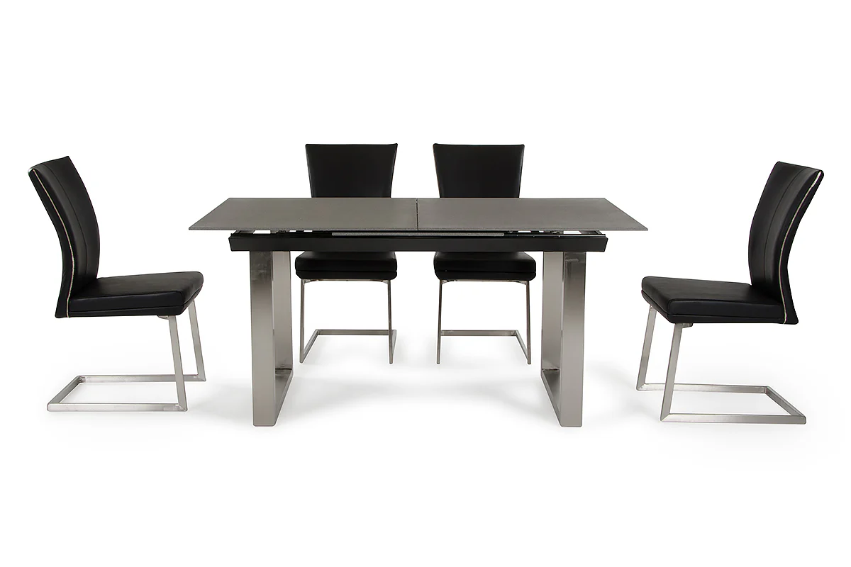 Two 38' Black Leatherette And Steel Dining Chairs By Homeroots - Image 4