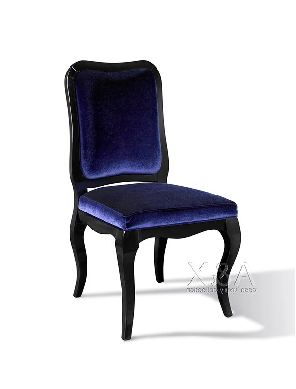 Two 39.4' Purple Velvet And Wood Side Chairs By Homeroots - Image 3