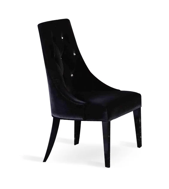 Two 40' Black Velour Fabric And Wood Dining Chairs By Homeroots - Image 2