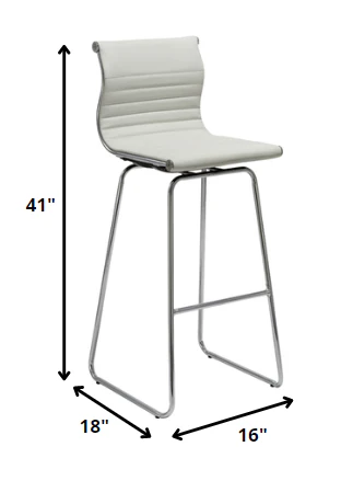 Two 41' White Leatherette And Steel Bar Stools By Homeroots - Image 2