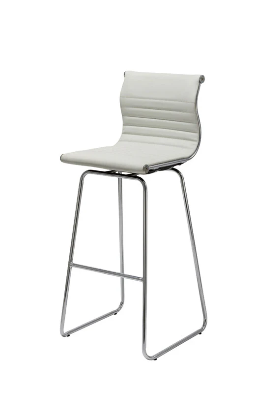 Two 41' White Leatherette And Steel Bar Stools By Homeroots - Image 3