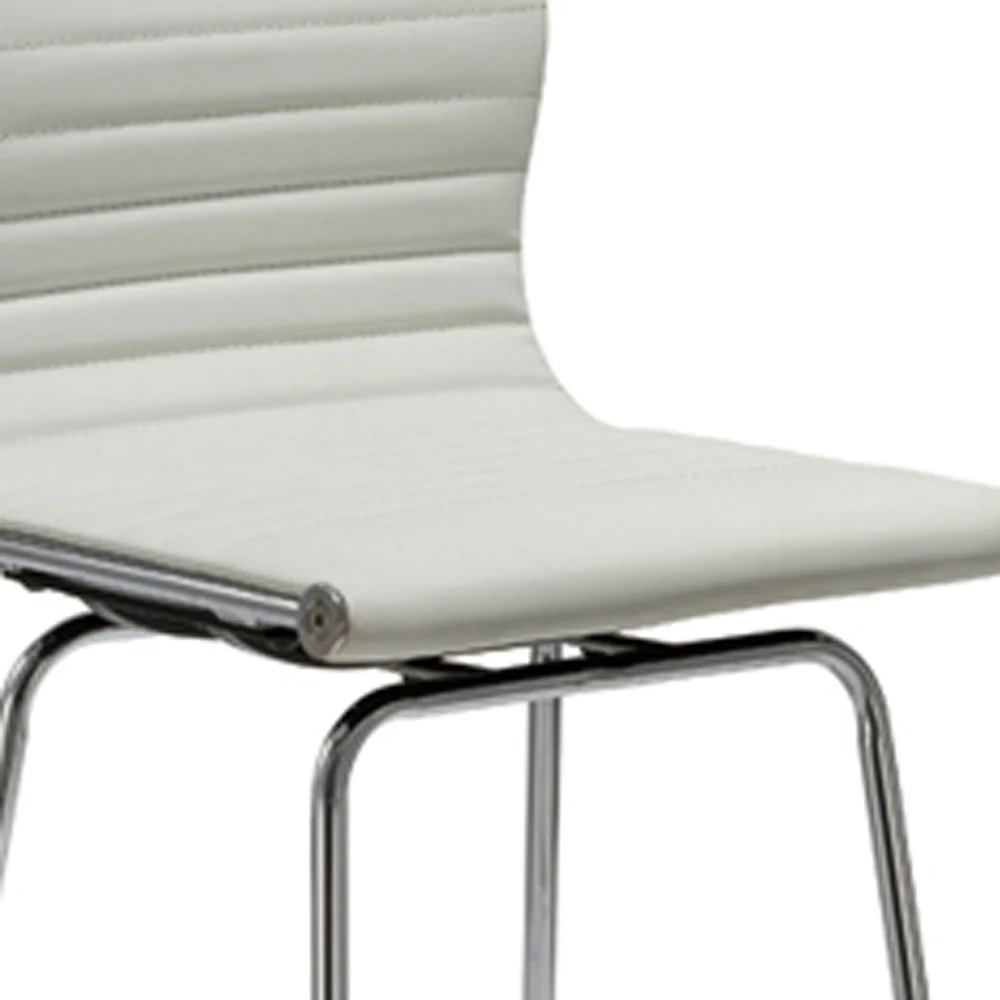 Two 41' White Leatherette And Steel Bar Stools By Homeroots - Image 5