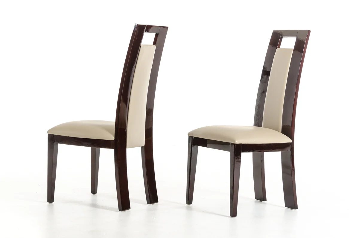Two 42' Leatherette And Wood Dining Chair By Homeroots - Image 2