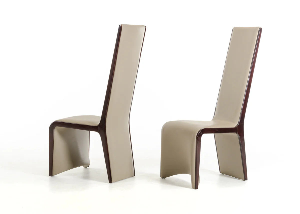 Two 47' Ebony Wood And Taupe Leatherette Dining Chairs By Homeroots - Image 2