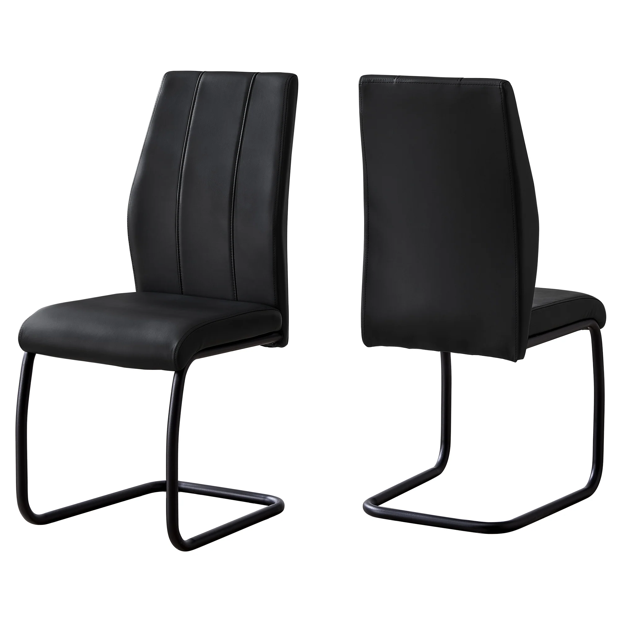 Two 77.5" Black Leather Look Chrome Metal And Foam Dining Chairs By Homeroots - Image 2