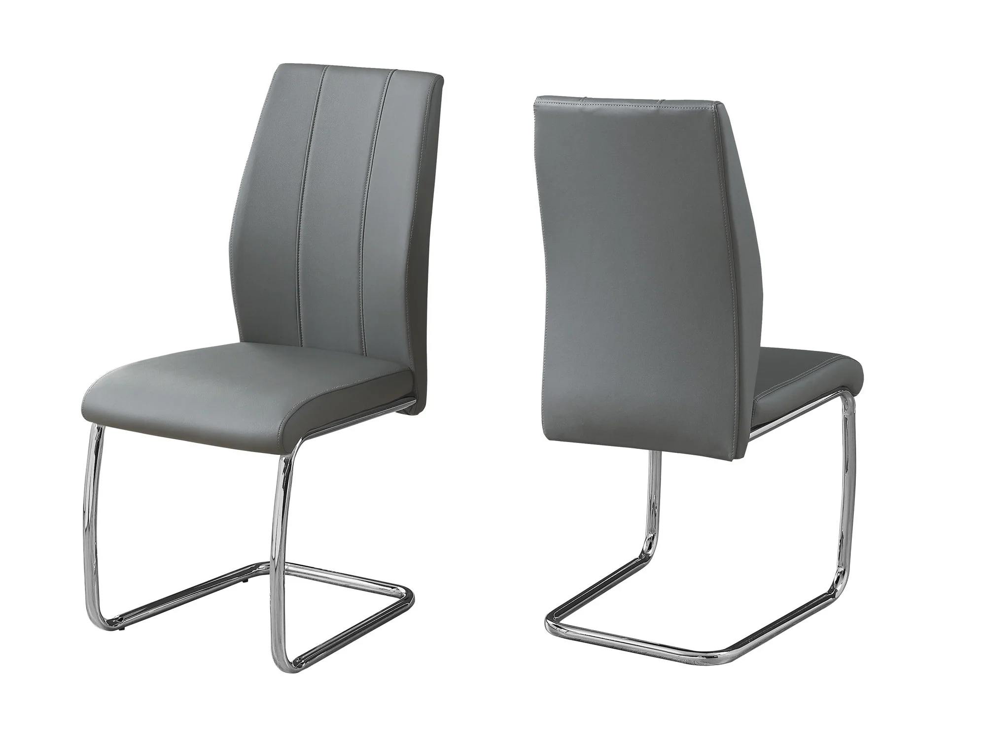 Two 77.5" Leather Look Chrome Metal And Foam Dining Chairs By Homeroots - Image 12