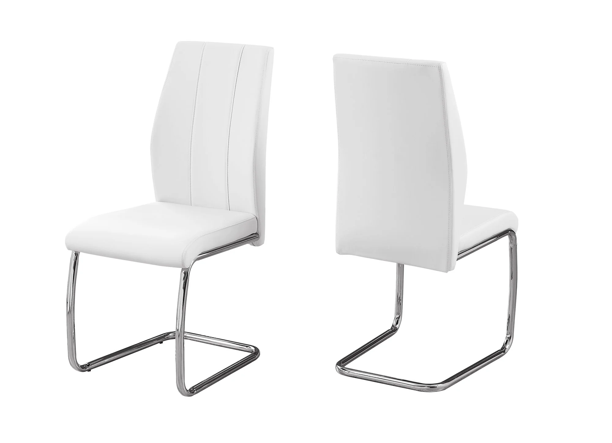 Two 77.5" Leather Look Chrome Metal And Foam Dining Chairs By Homeroots - Image 2
