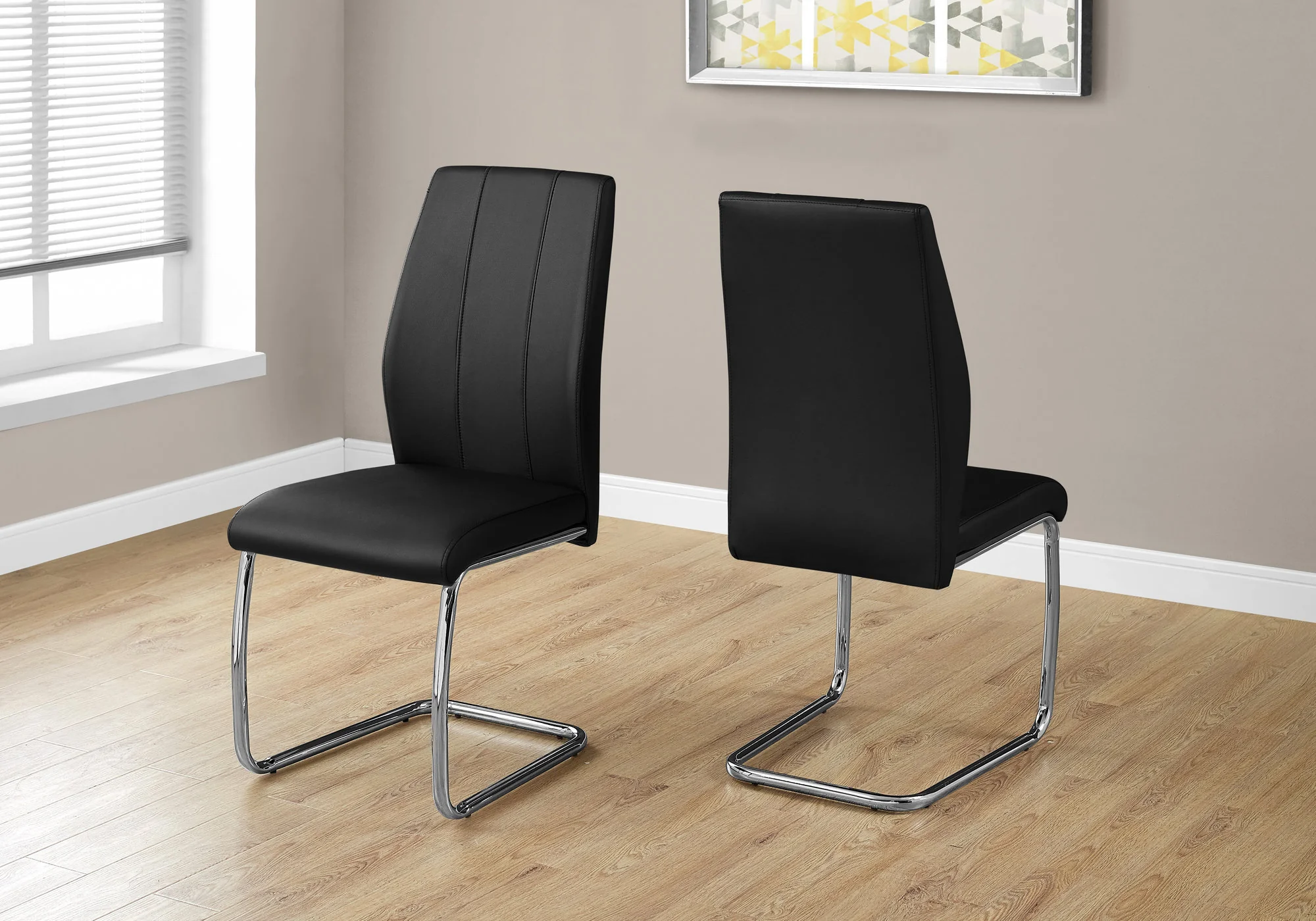 Two 77.5" Leather Look Chrome Metal And Foam Dining Chairs By Homeroots - Image 6