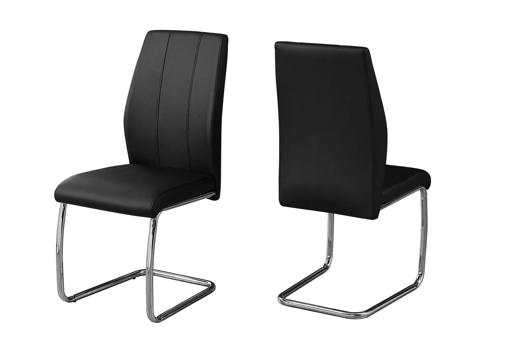 Two 77.5" Leather Look Chrome Metal And Foam Dining Chairs By Homeroots - Image 7