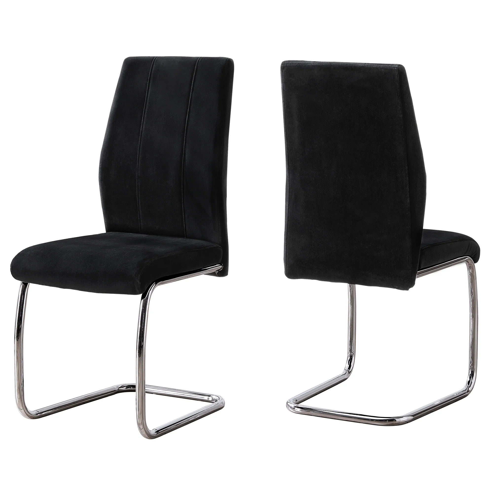 Two 77.5" Velvet Chrome Metal And Foam Dining Chairs By Homeroots - Image 2