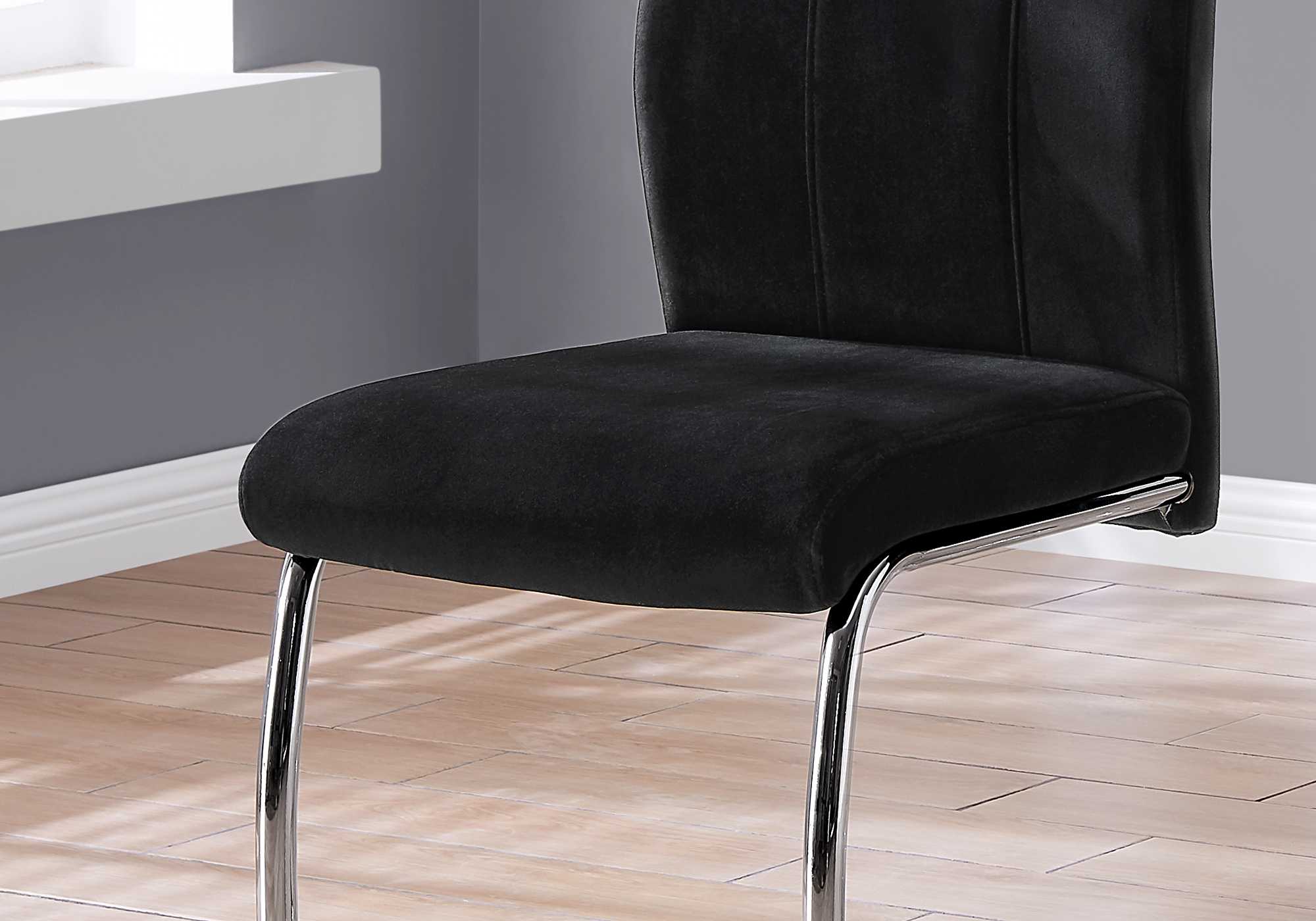 Two 77.5" Velvet Chrome Metal And Foam Dining Chairs By Homeroots - Image 3