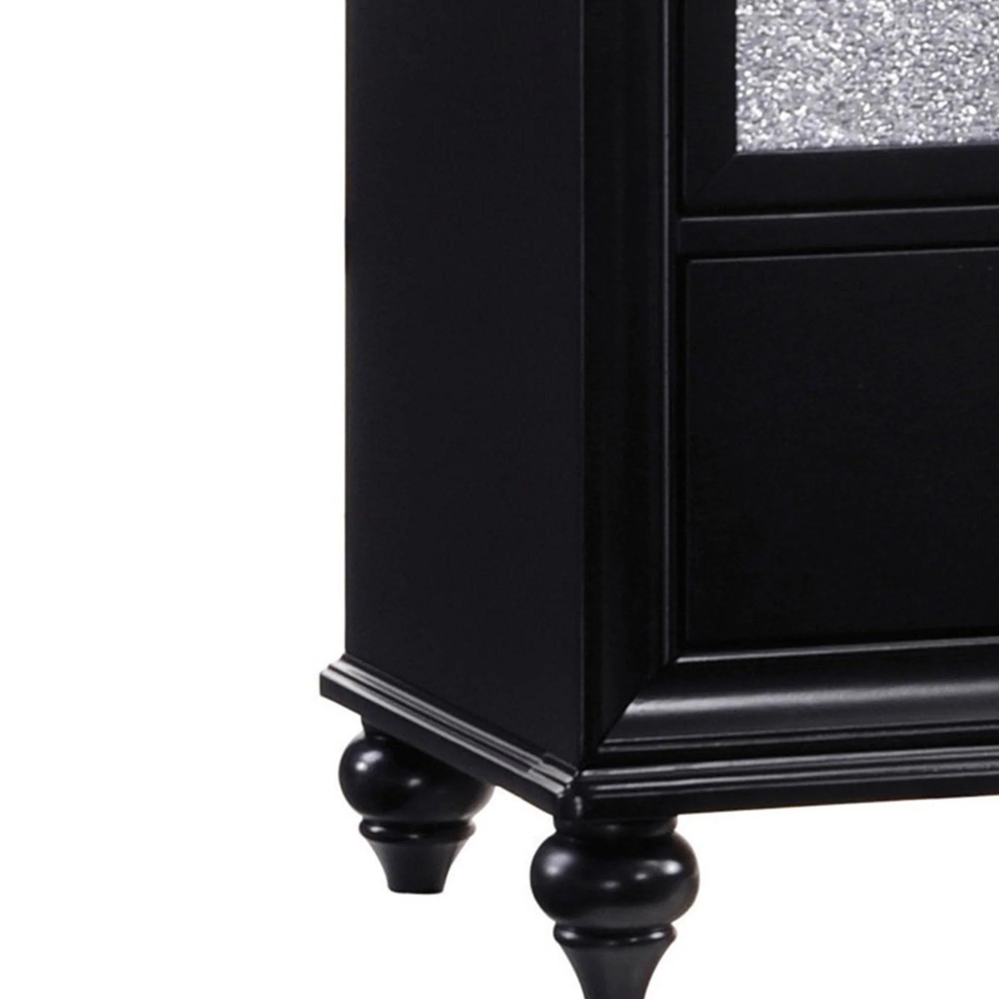 Two Drawers Wooden Night Stand with Acrylic Drawer Front, Black By Benzara - Image 4