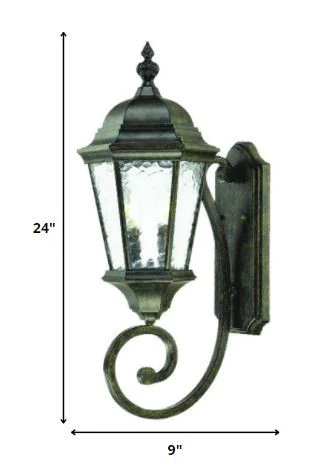 Two Light Antique Black Carousel Lantern Wall Light By Homeroots - Image 2