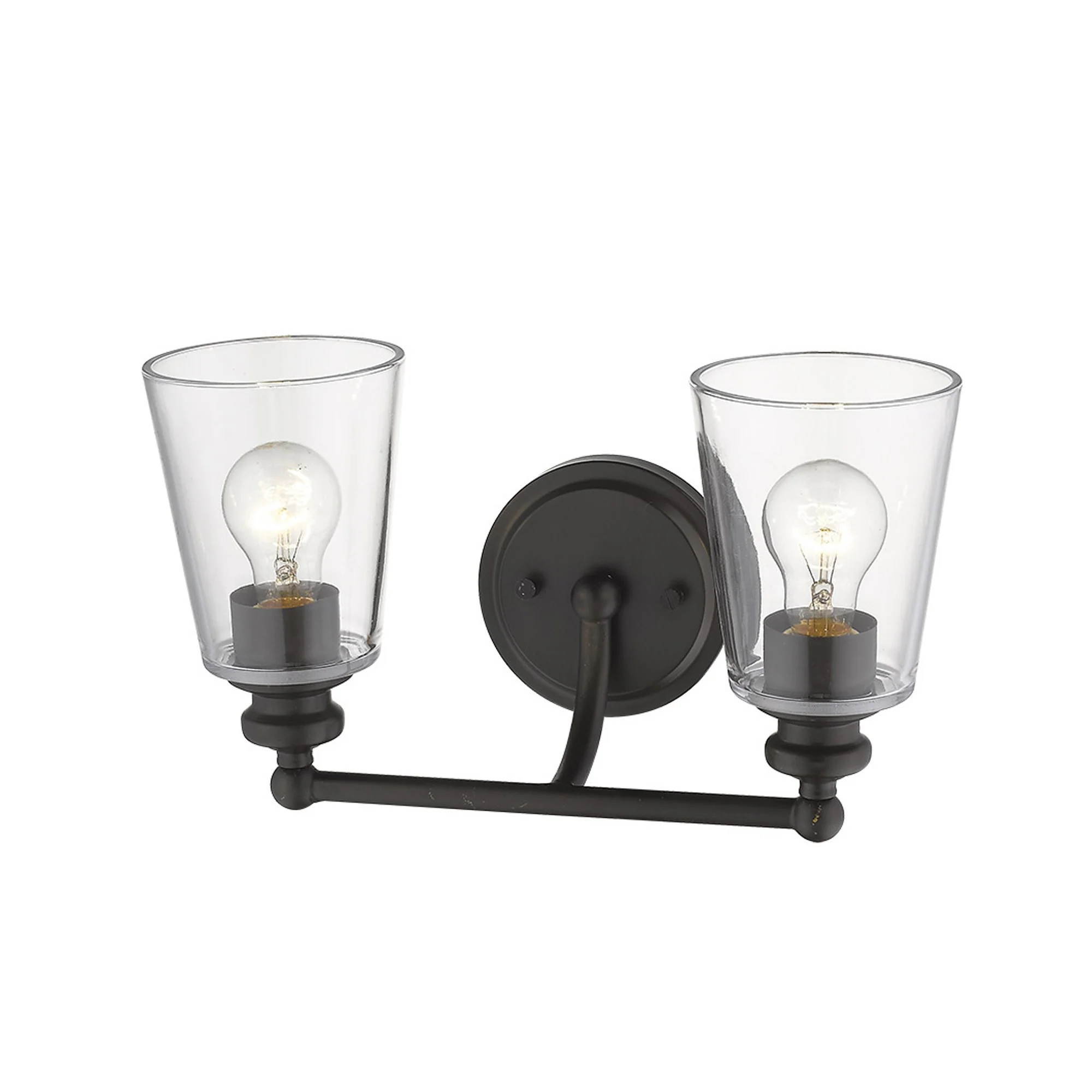 Two Light Antique Bronze Glass Shade Wall Sconce By Homeroots - Image 3