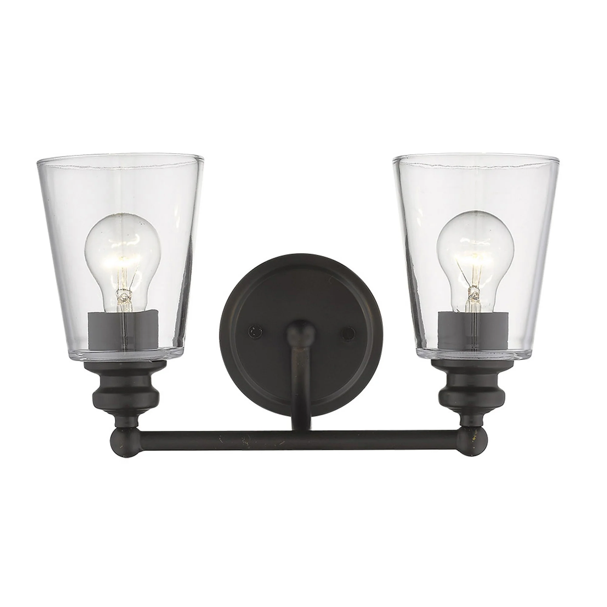Two Light Antique Bronze Glass Shade Wall Sconce By Homeroots - Image 4