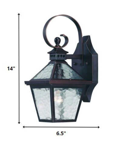 Two Light Antique Bronze Hammered Glass Wall Light By Homeroots - Image 2