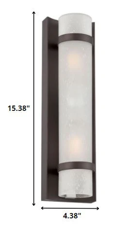 Two Light Bronze and White Glass Wall Sconce By Homeroots - Image 2
