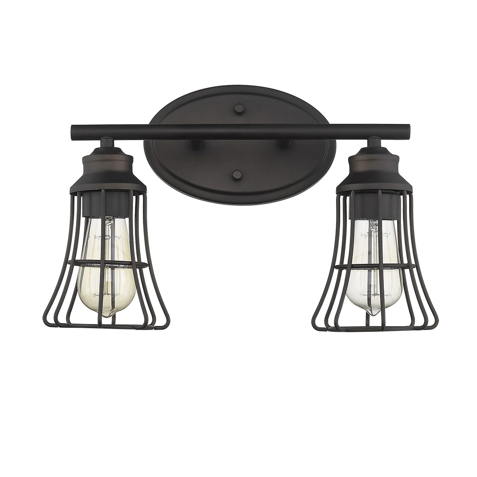 Two Light Bronze Cage Wall Light By Homeroots - Image 3