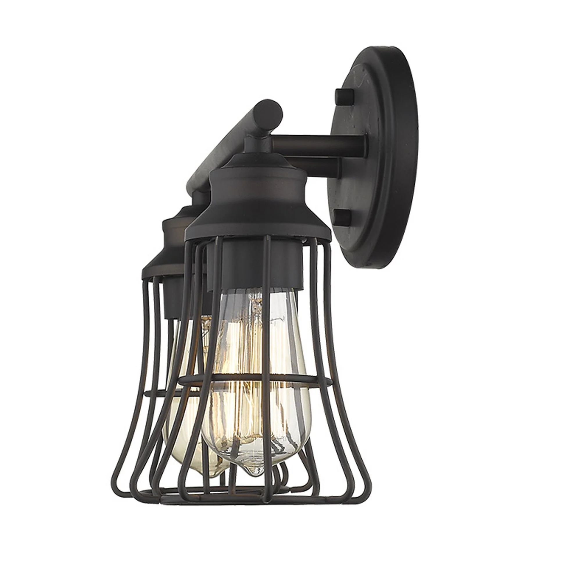 Two Light Bronze Cage Wall Light By Homeroots - Image 4