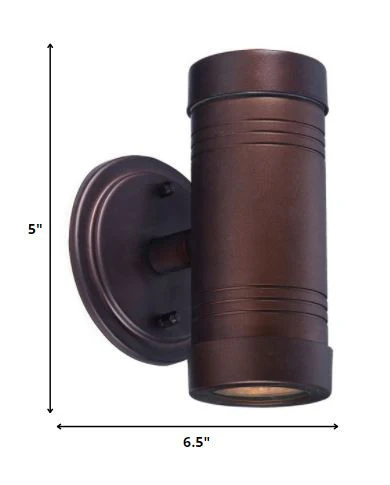 Two Light Bronze Cylinder Wall Light By Homeroots - Image 2