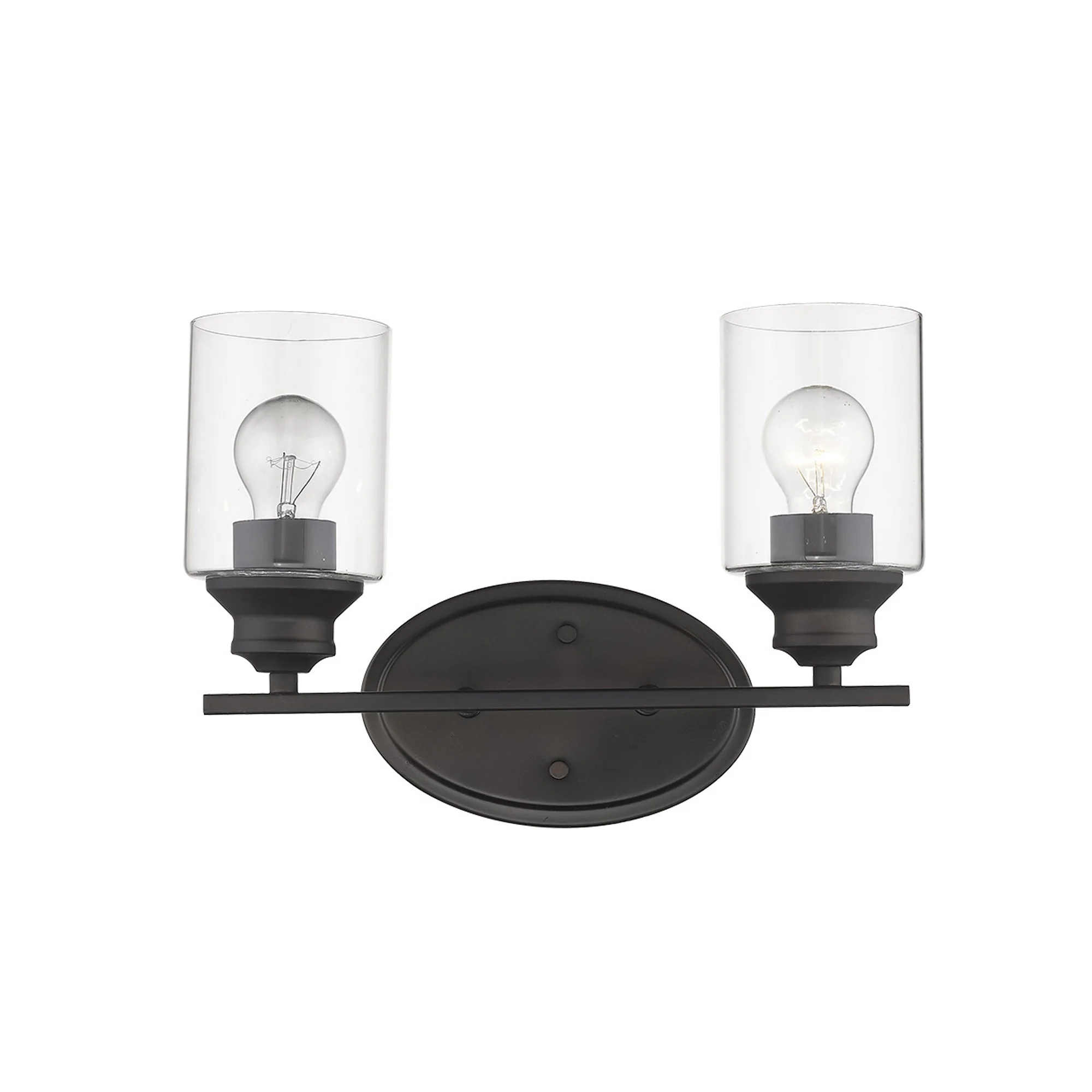 Two Light Bronze Wall Light with Clear Glass Shade By Homeroots - Image 2