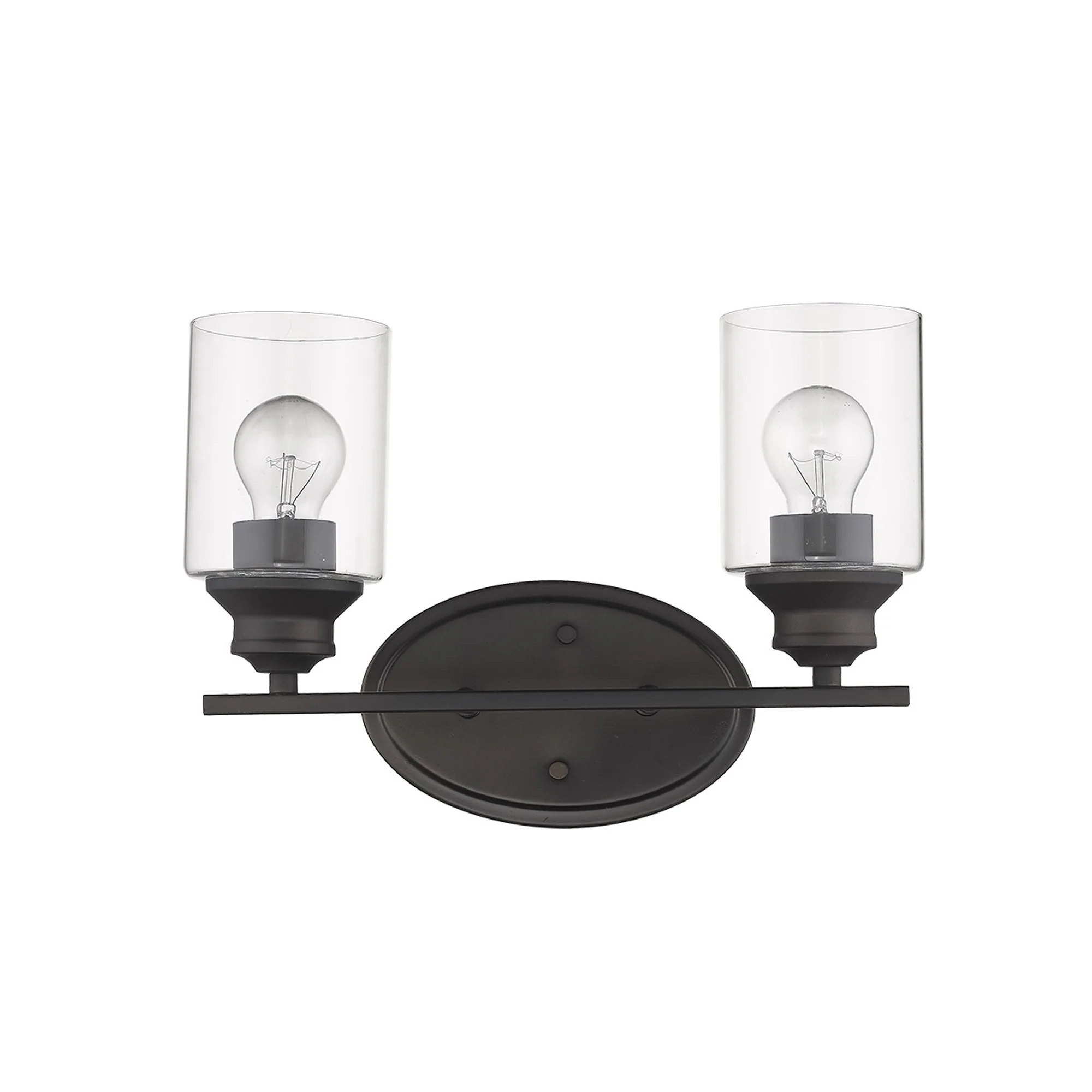 Two Light Bronze Wall Light with Clear Glass Shade By Homeroots - Image 3