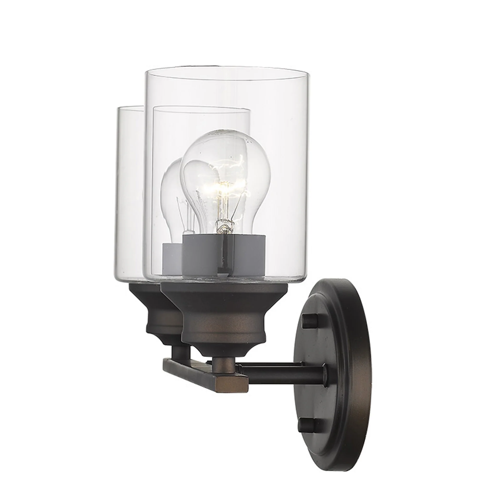 Two Light Bronze Wall Light with Clear Glass Shade By Homeroots - Image 4