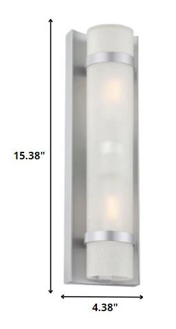 Two Light Brushed Silver and White Glass Wall Sconce By Homeroots - Image 2