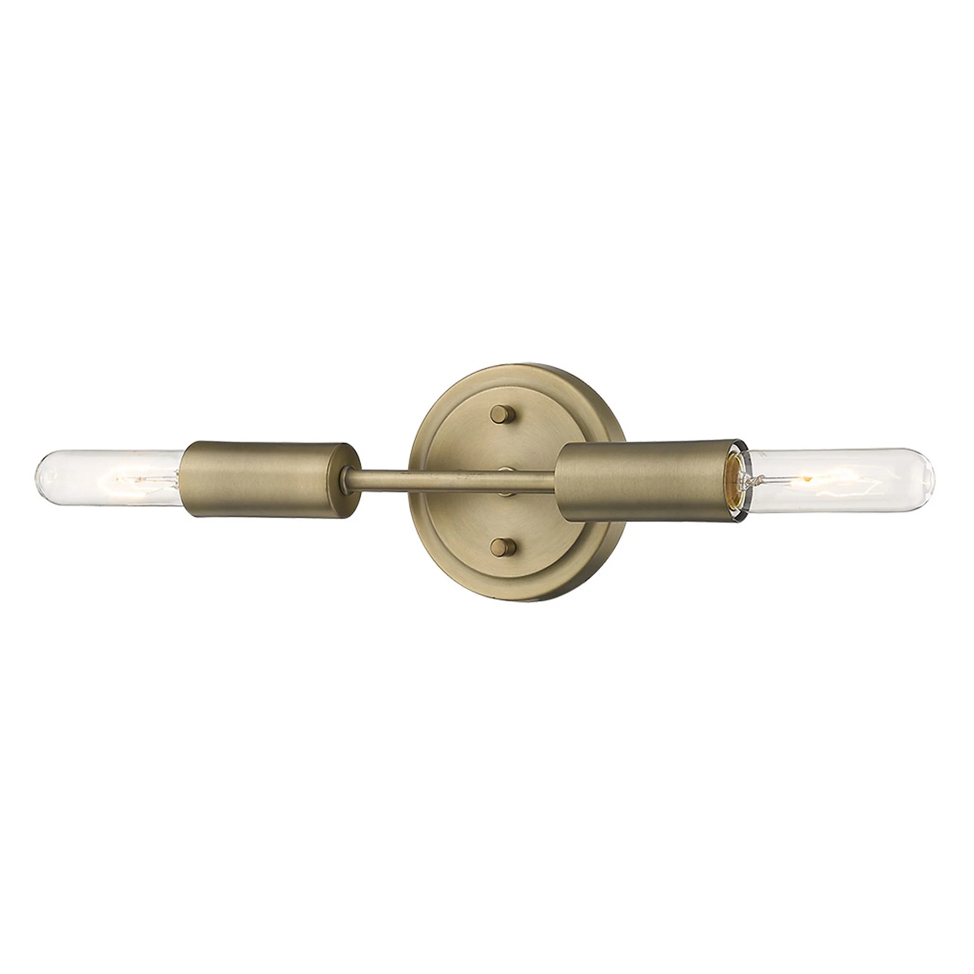 Two Light Dull Gold Narrow Bulb Wall Light By Homeroots - Image 2