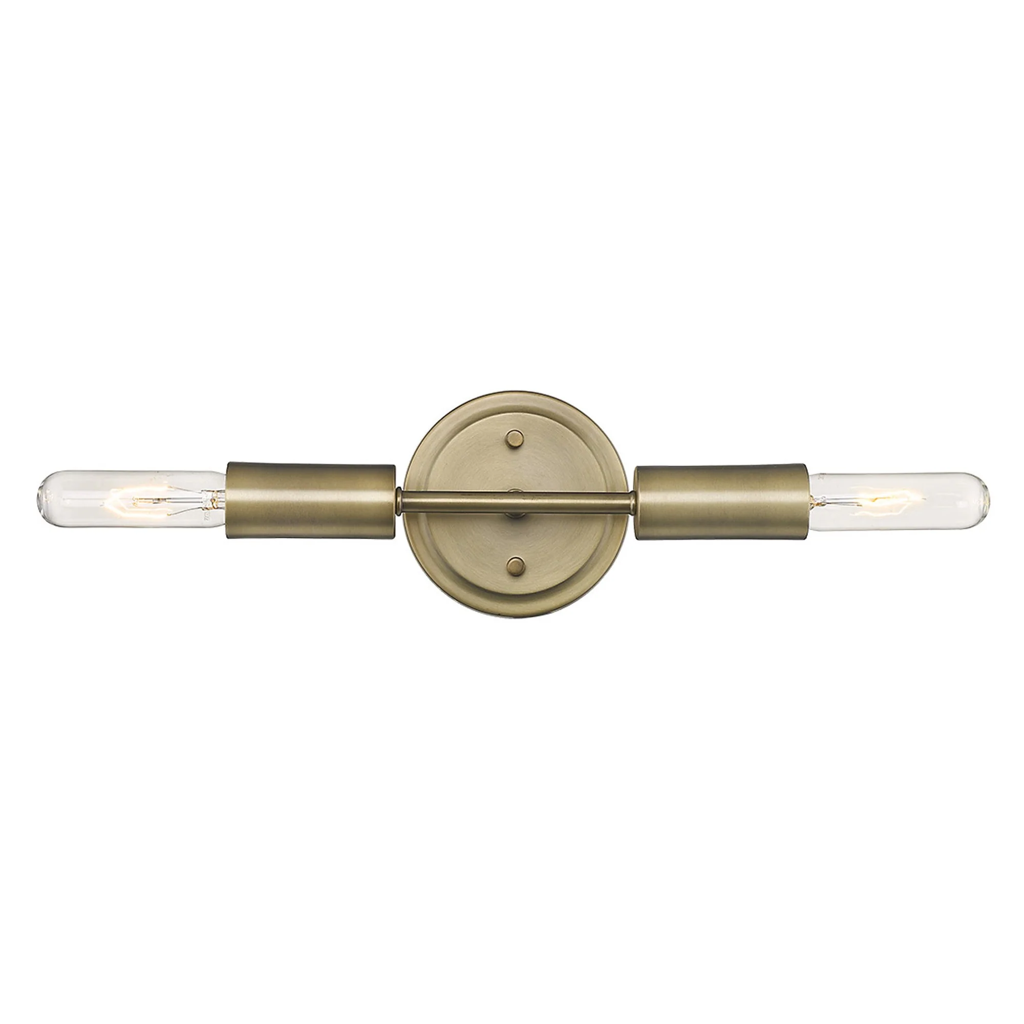Two Light Dull Gold Narrow Bulb Wall Light By Homeroots - Image 3