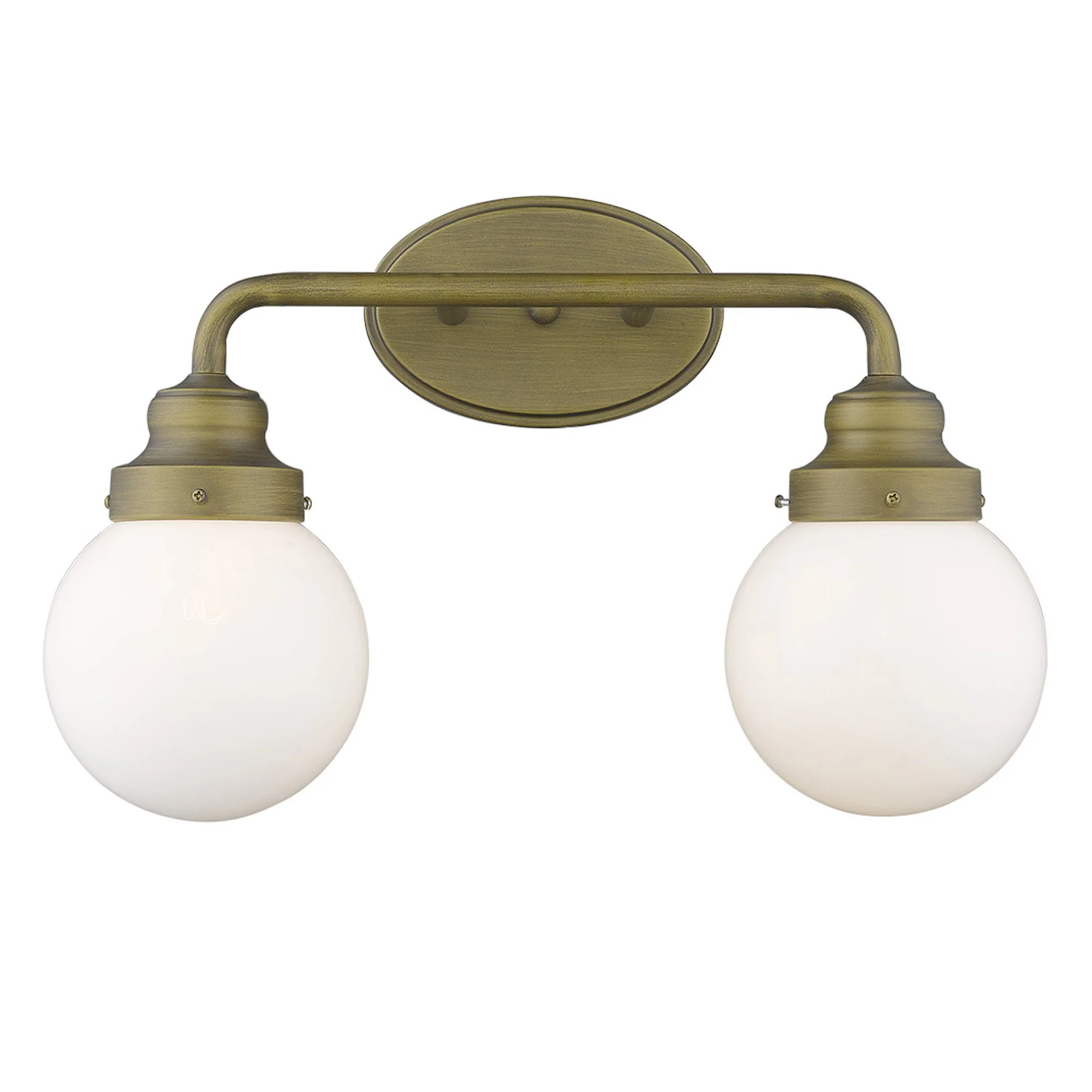 Two Light Gold Wall Sconce with Round Glass Shade By Homeroots - Image 2