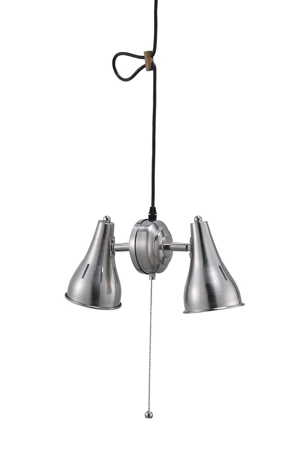 Two Light Industrial Silver Hanging Light By Homeroots - Image 2