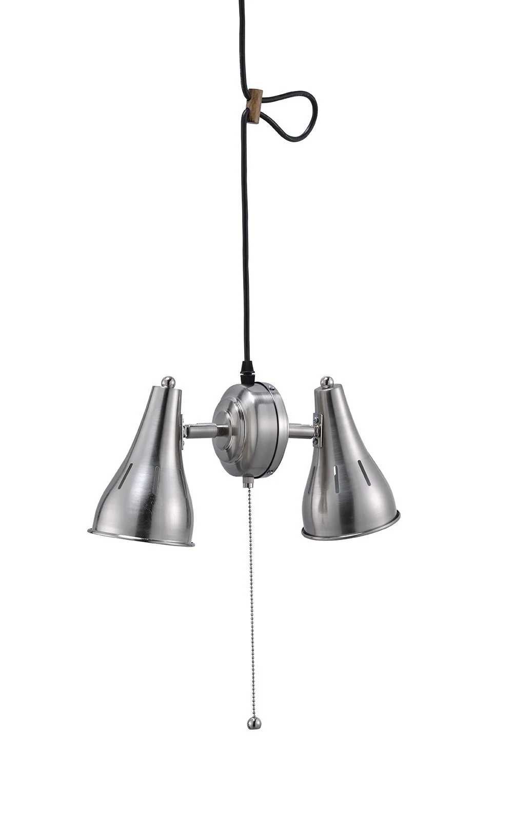 Two Light Industrial Silver Hanging Light By Homeroots - Image 3